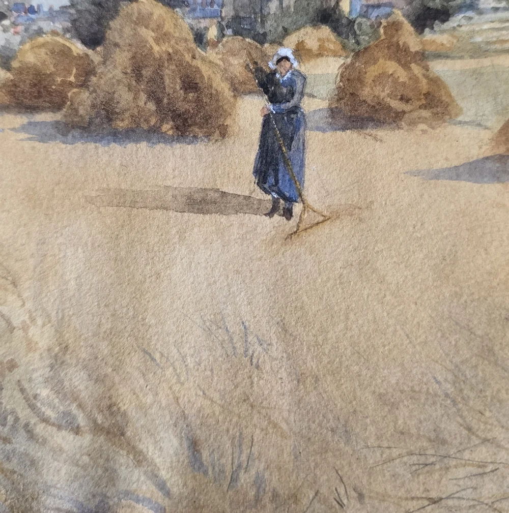Antique Pastoral Scene Original Water Color Painting On Paper - Picture 6 of 7